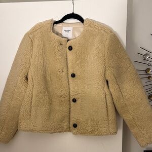 Abercrombie & Fitch Beige Sherpa Jacket with Dark Buttons